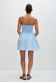 Shirred Bodice Mini Dress - Sky - Matteau